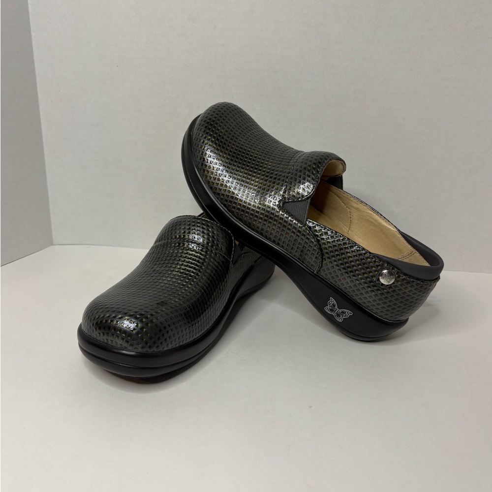 Alegria Keli Gray Leather Slip On Clogs Comfort Shoes Womens Size US 7/EU 37
